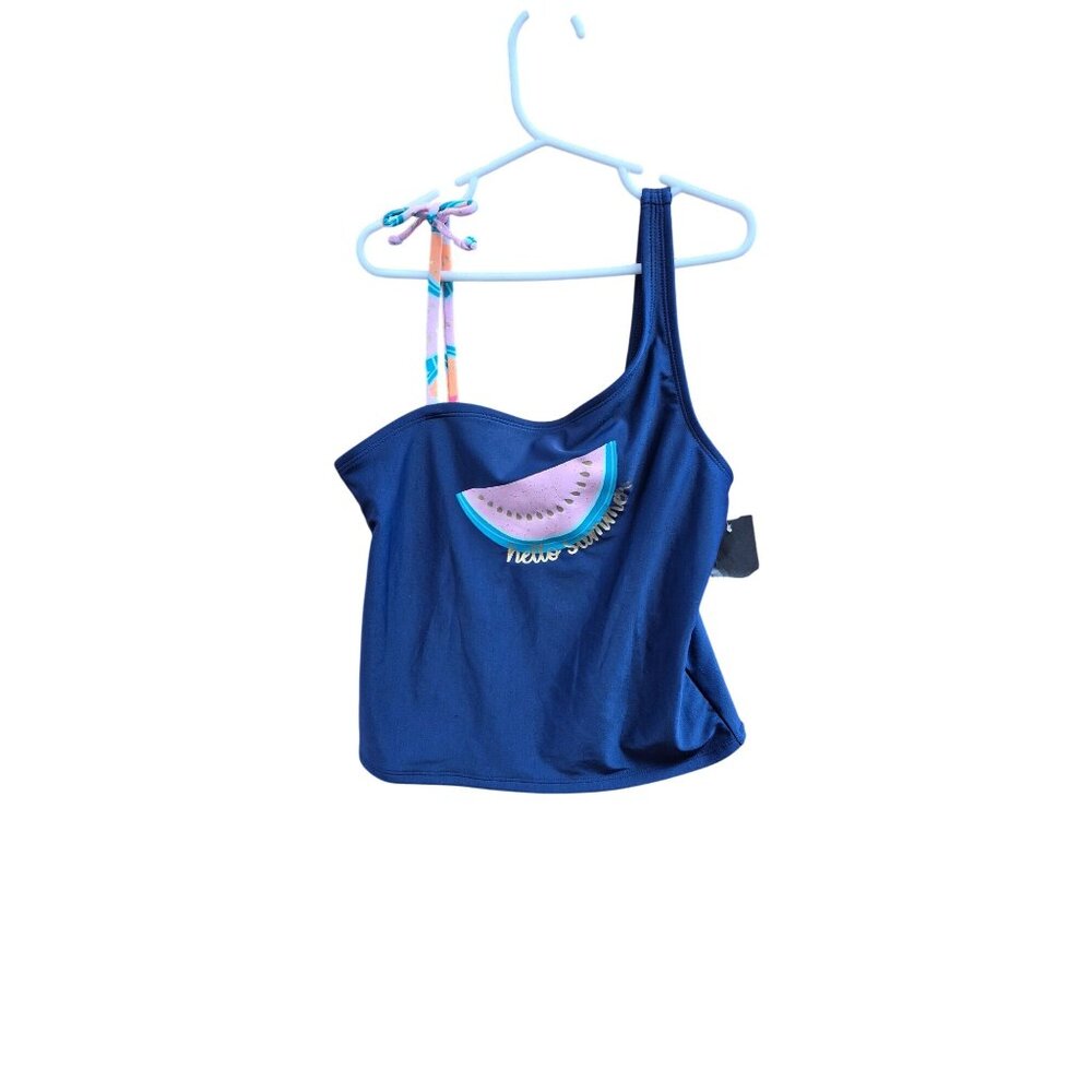 Cat & Jack Girls‎ Blue Tankini Swim Top "Hello Summer" Watermelon Design Size L